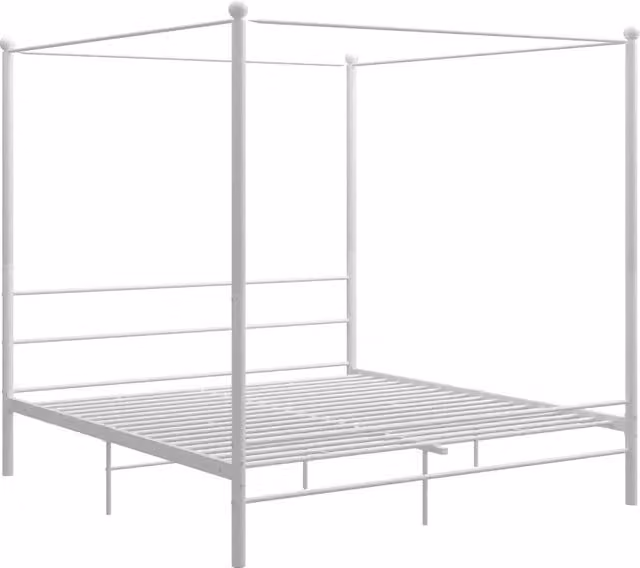 Letto matrimoniale | Letto per adulti | Letto a Baldacchino Bianco in Metallo 180x200 cm