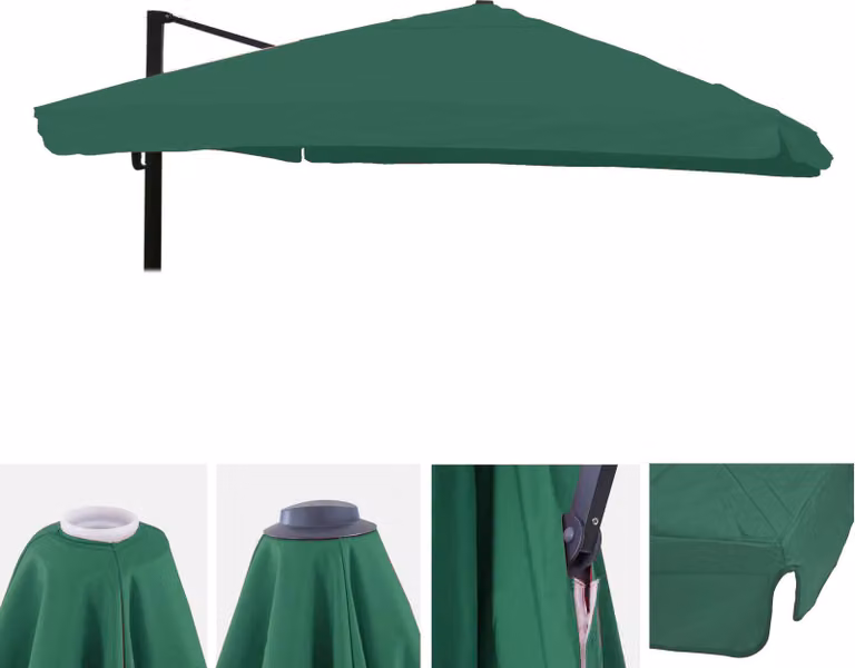 Copertura di ricambio per ombrellone a semisferica HWC-A96 con lembo, copertura per ombrellone, 3x4 m (Ø 5 m), poliestere ~ verde scuro