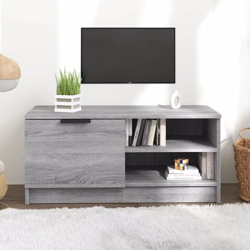 Mobile TV vidaXL in legno multistrato e MDF, Grigio Sonoma, L 80 cm x P 35 cm x H 36,5 cm