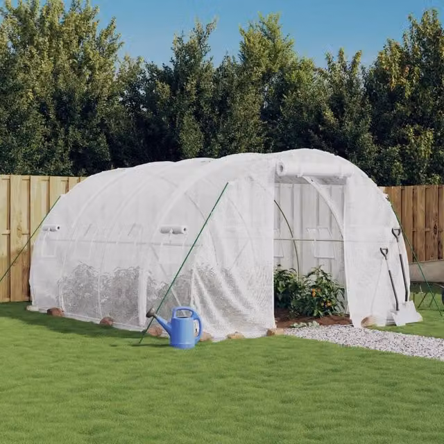 Serra Videx con struttura in acciaio galvanizzato bianco e copertura in policarbonato, L/P/H: 4 x 3 x 2 m