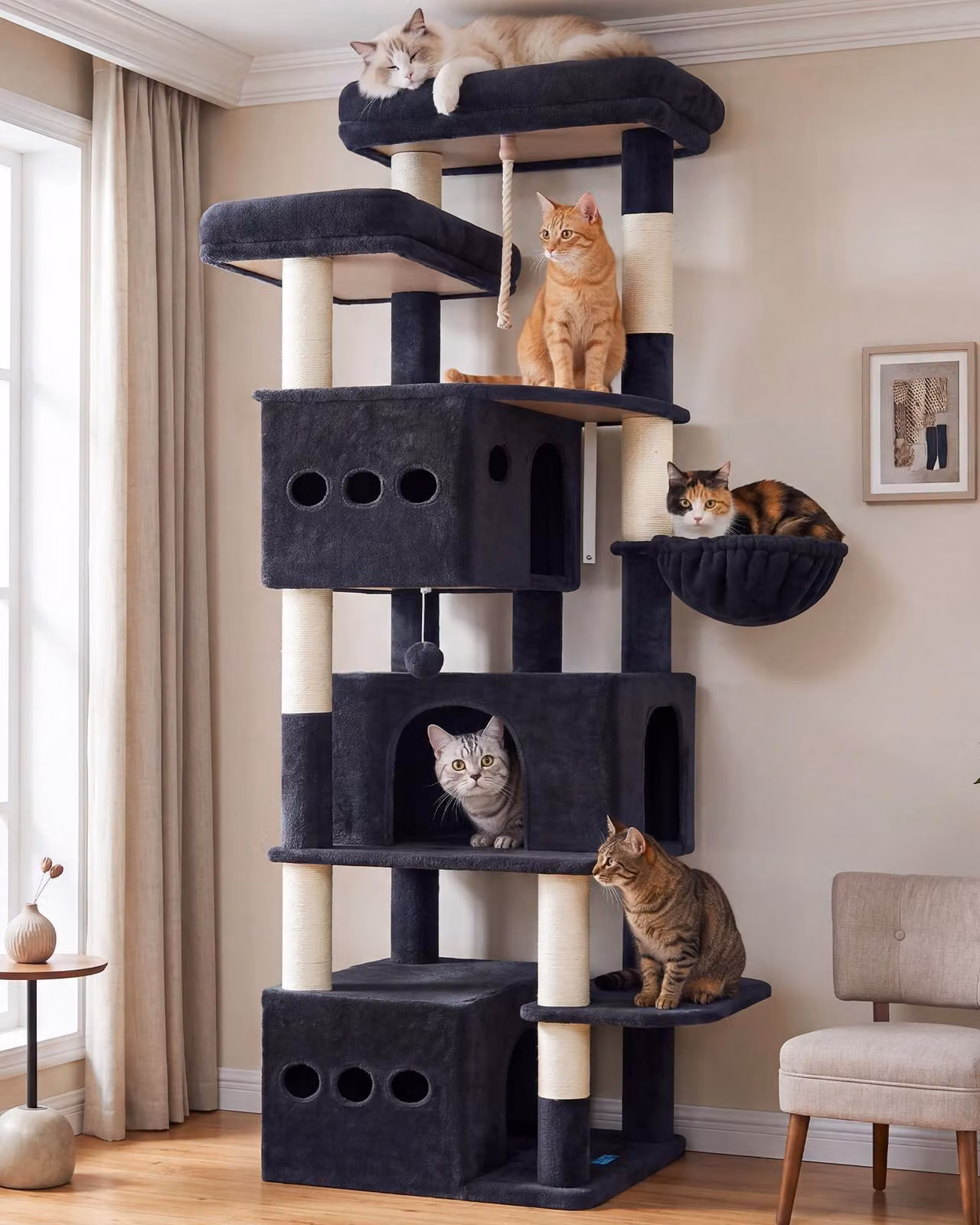 Albero per gatti XXL, alto 182 cm, con diverse piattaforme