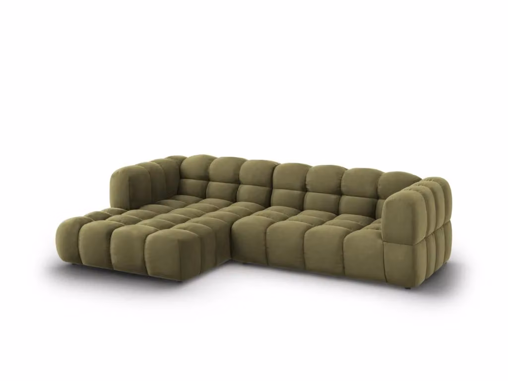 Divano angolare modulare Sky Cosmopolitan Design a 4 posti in velluto verde chiaro con orientamento sinistro L/P/H: 272 x 132 x 75 cm – 2
