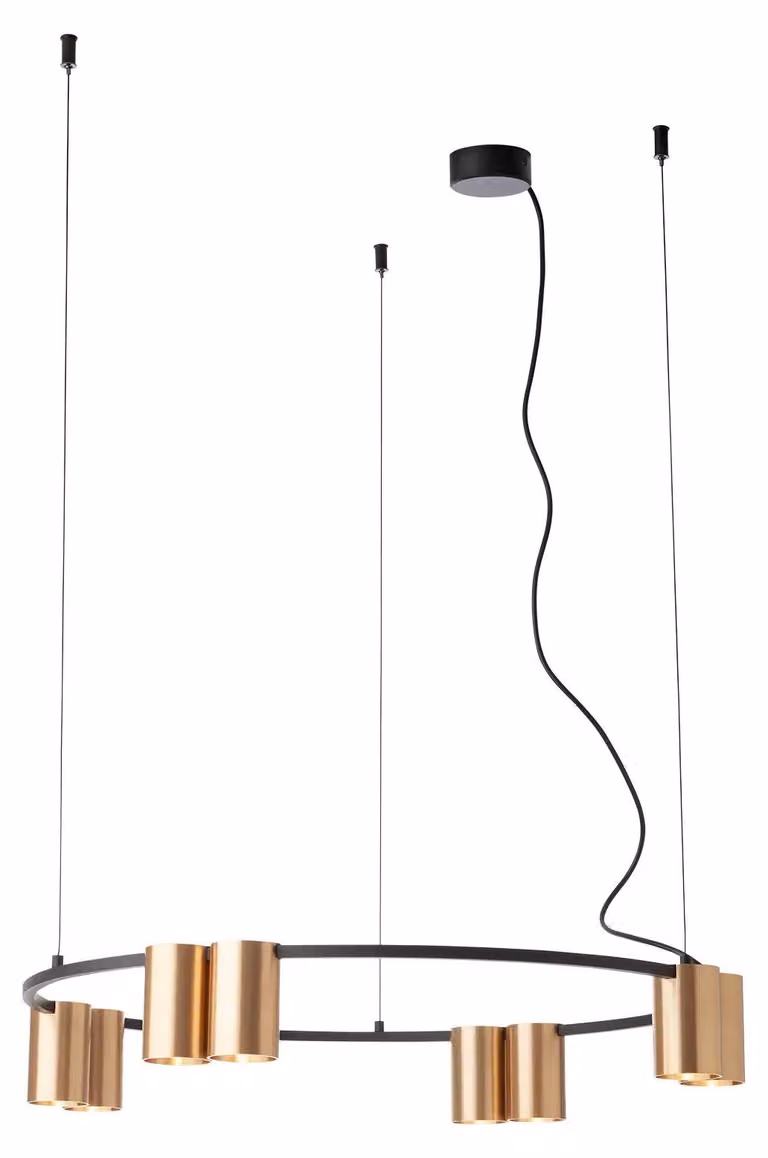 MODI, lampada a sospensione rotonda 8x10W, attacco GU10, finitura oro/nero