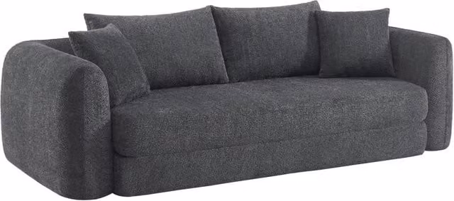 Divano letto convertibile Sweeetch a 3 posti in tessuto bouclé grigio con funzione letto e cuscini inclusi