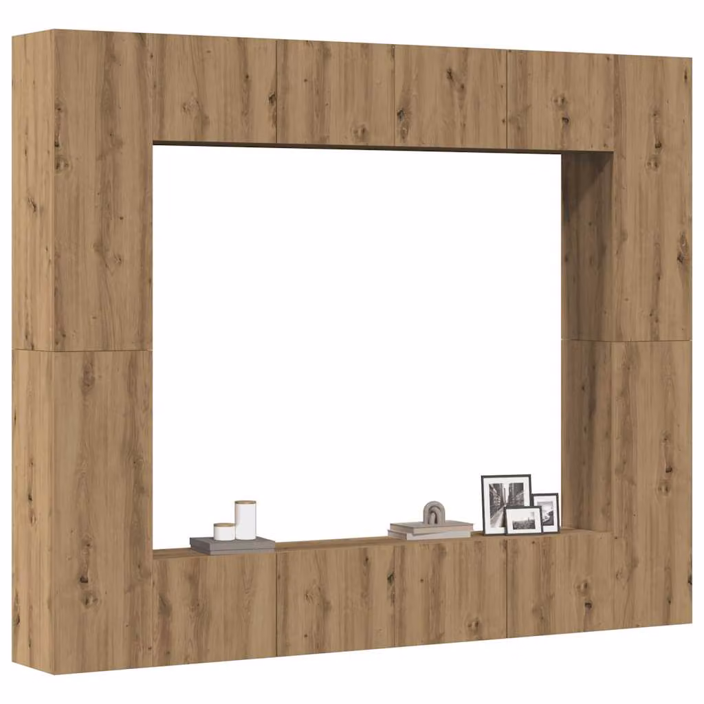 Set Mobile TV vidaXL 8 pezzi in legno Rovere, Montaggio a Parete, Moderno per Soggiorno