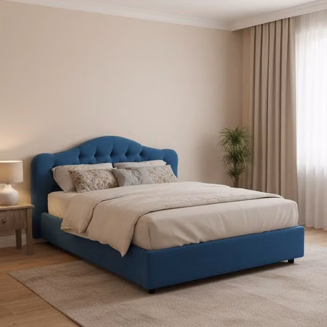 Letto Matrimoniale Alfer DMORA con Materasso Incluso, Blu e Nero, L/P/H: 160 x 200 x 115 cm – 1