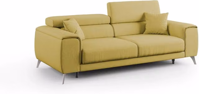 Divano Fusion Divani.Store con sedute allungabili e tessuto smacchiabile giallo L: 215 cm