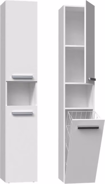 Colonna bagno NEL III bianca con ante a battente e ripiani interni H: 174 cm, L: 31 cm, P: 30 cm