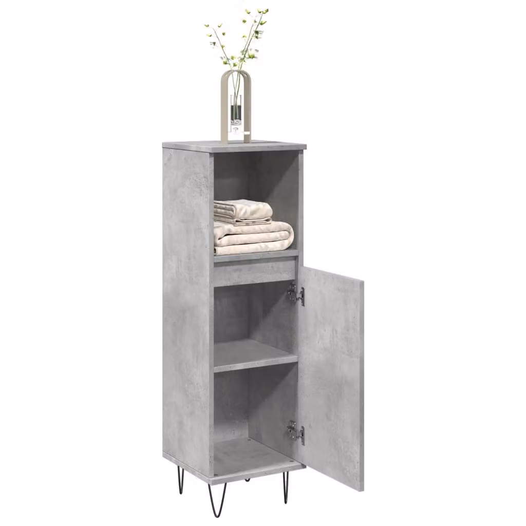 Armadietto da bagno sospeso vidaXL in stile industriale grigio con ripiani interni e ante a battente L 30 cm x P 30 cm x H 100 cm