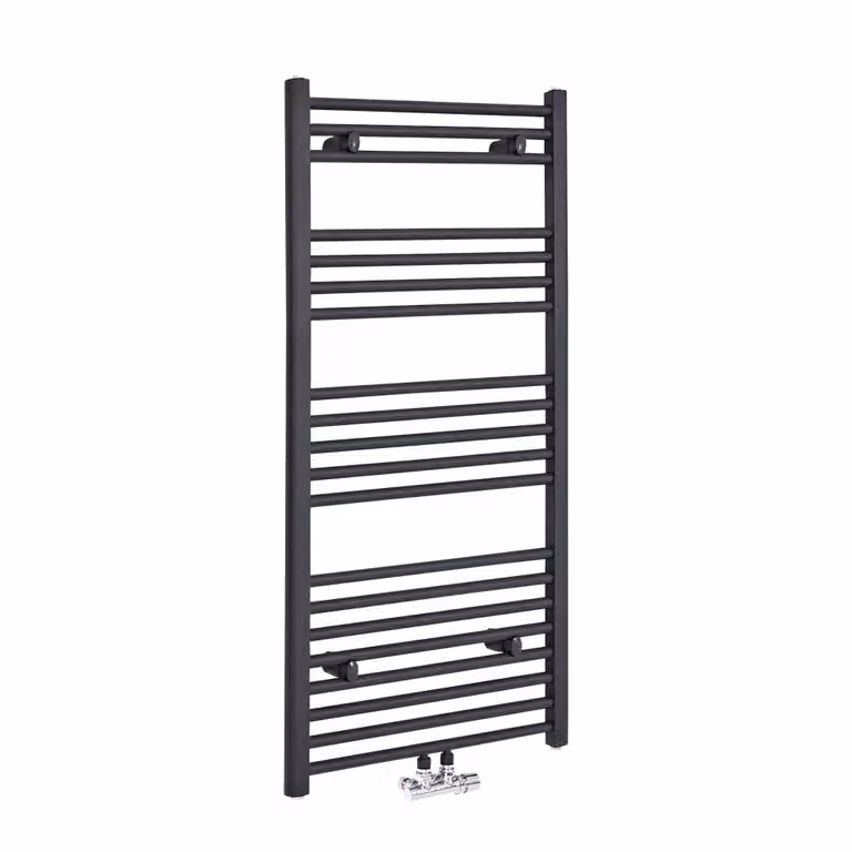 Scaldasalviette Antracite con Attacco Centrale - Termoarredo Bagno - 1188 x 600mm - 580 Watt - Neva
