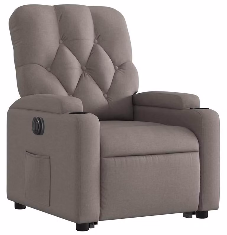 Poltrona reclinabile elettrica color tortora - Tessuto 1 e sistema di reclinazione elettrico - 74x86,5x93,5 cm