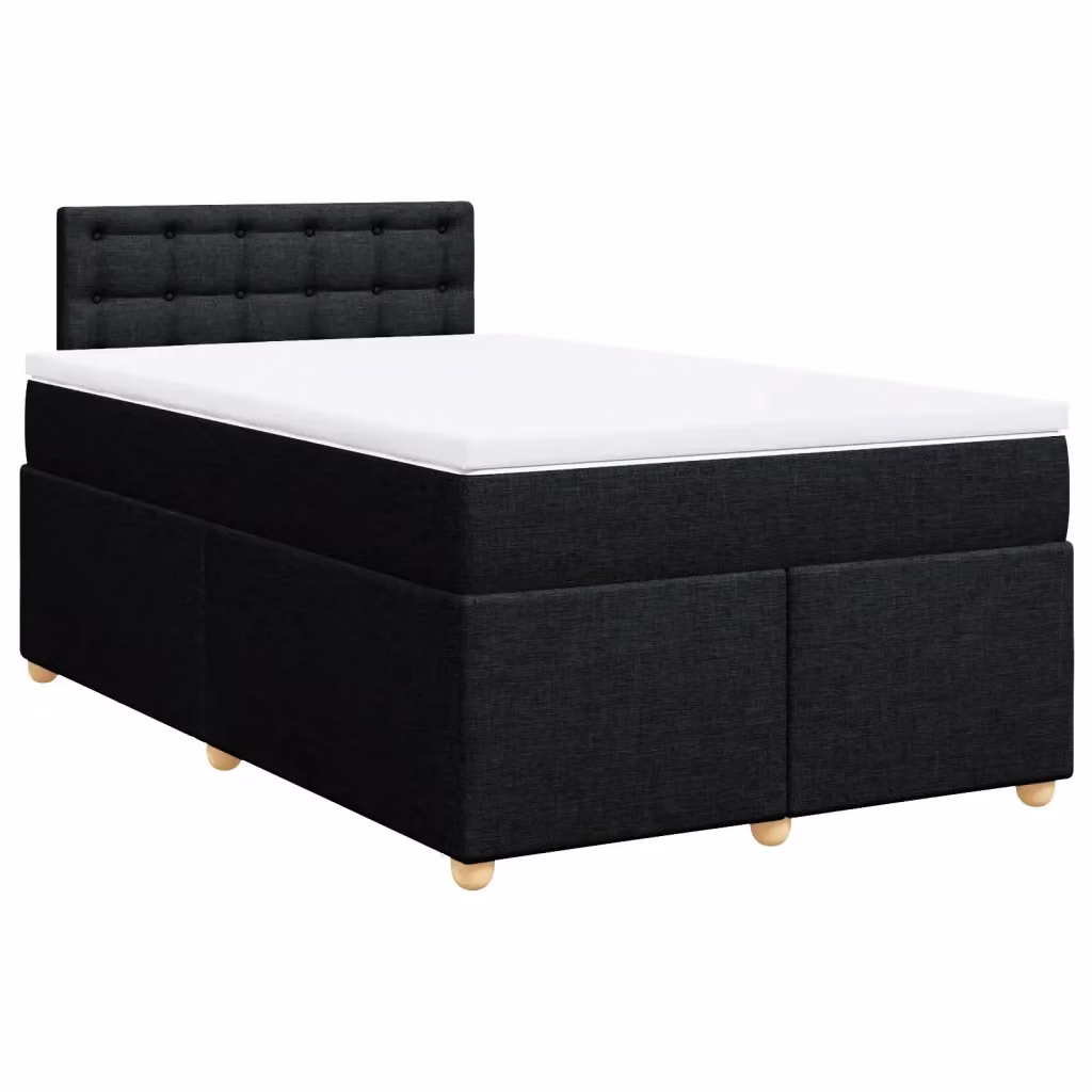 Letto Ibrido vidaXL con Giroletto a Molle e Materasso in Tessuto Nero e Bianco L/P: 120 x 190 cm – 2