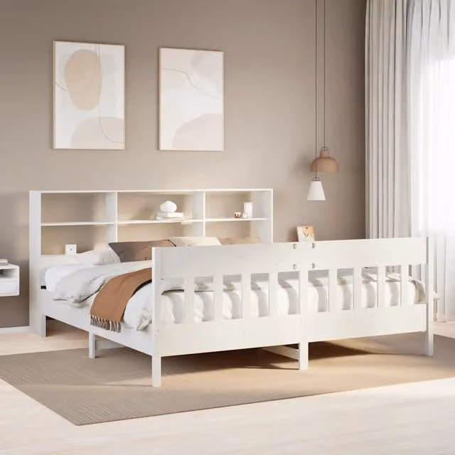 Giroletto senza Materasso Bianco 180x200 cm Legno Massello Pino 3323213