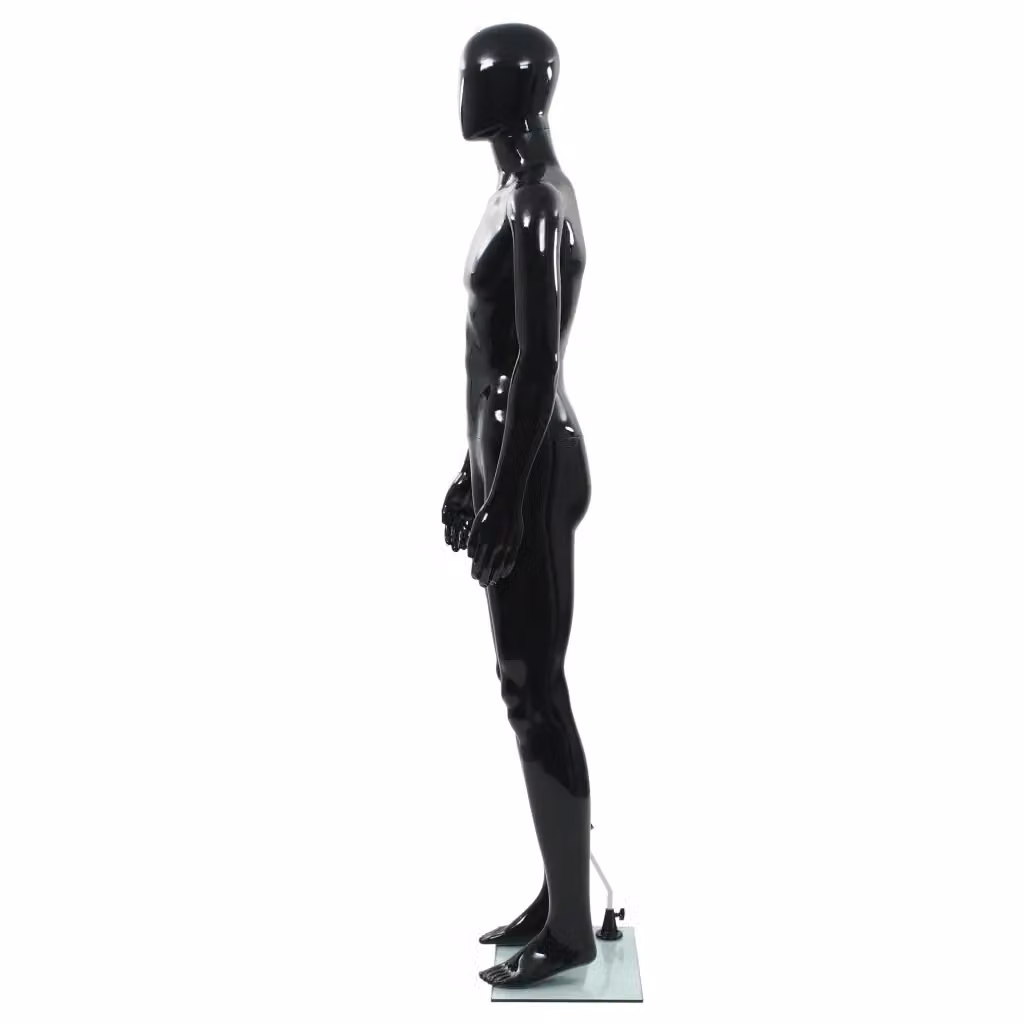Manichino Uomo Figura Intera vidaXL Nero Lucido con Base in Vetro Altezza: 185 cm – 2