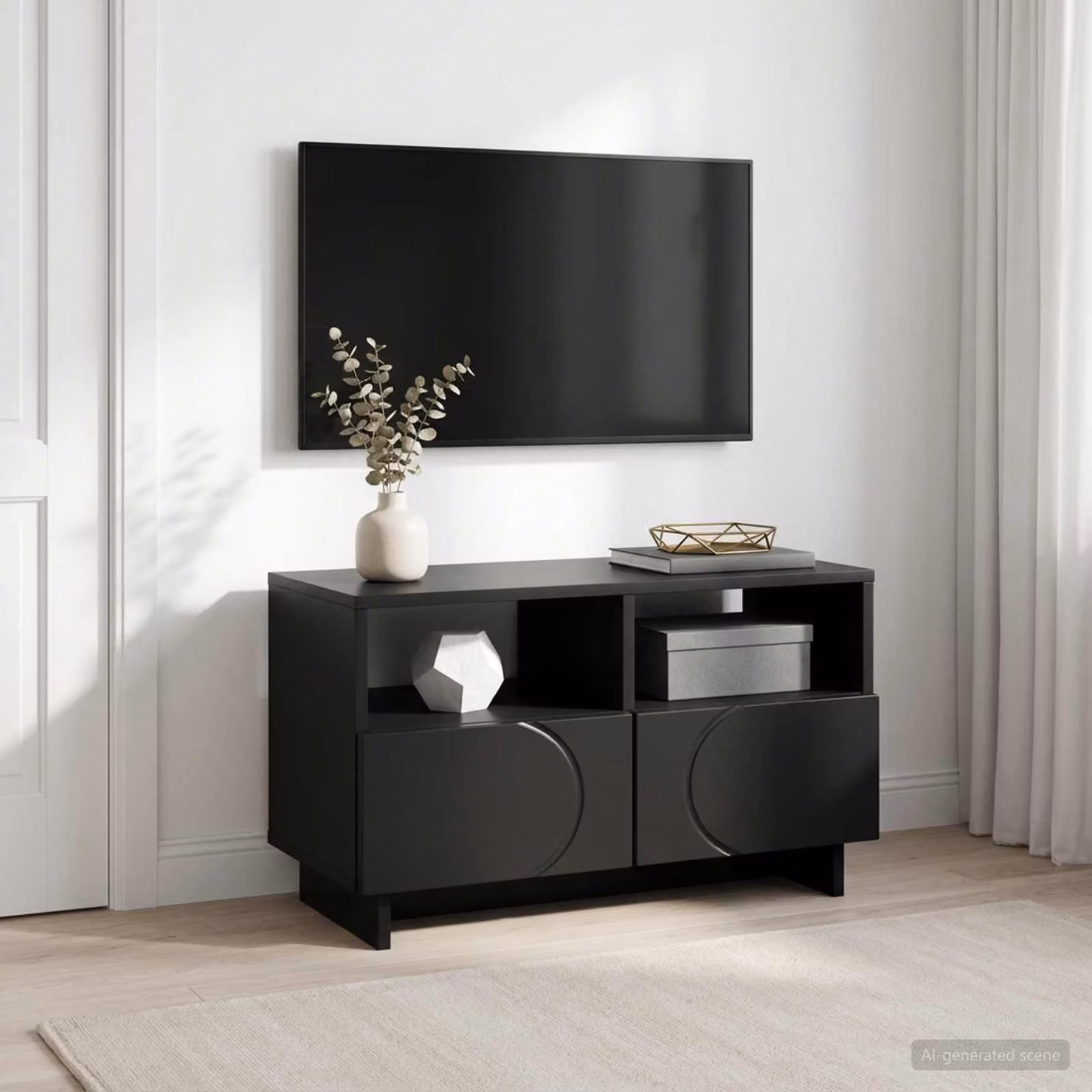 vidaXL Supporto TV Moderno in Legno MDF Nero L: 60 cm, P: 34.5 cm, H: 40 cm