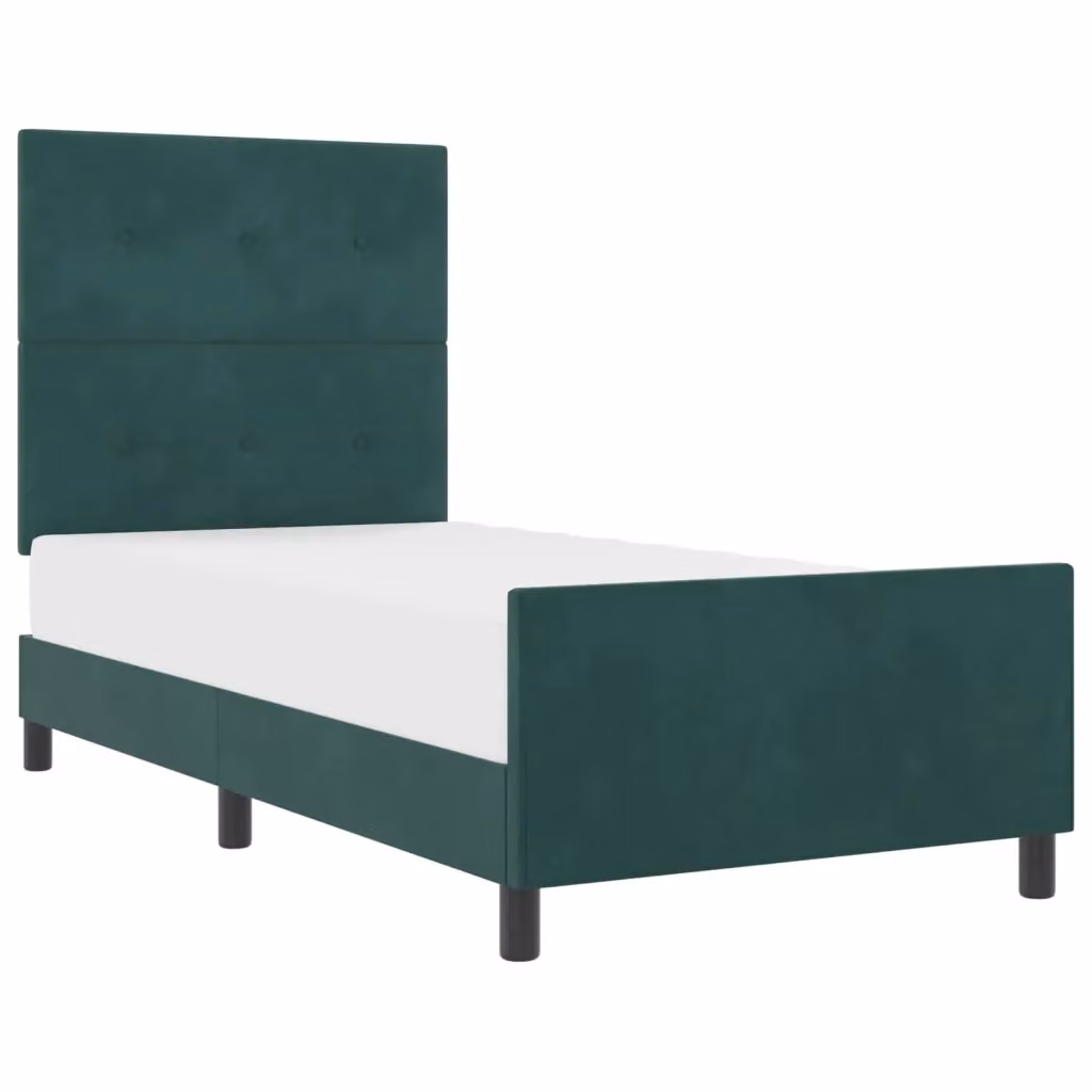 Letto con testiera in velluto verde vidaXL L: 100 cm, P: 200 cm, H: 103 cm – 2