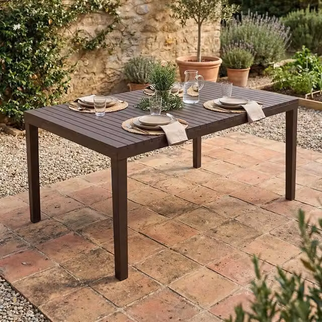 Tavolo da esterno Askia DMORA con ripiano rettangolare, ideale per giardino e terrazzo, colore Antracite, L: 150 cm, P: 90 cm, H: 72 cm