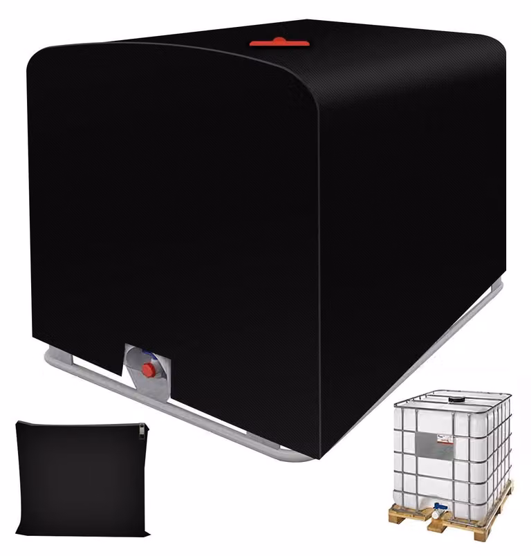 Copertura IBC da 1000 litri per serbatoio d'acqua, con protezione UV, ideale per la raccolta di acqua piovana, realizzata in tessuto 420D e dotata di un'apertura. Dimensioni: 100x120x116 cm