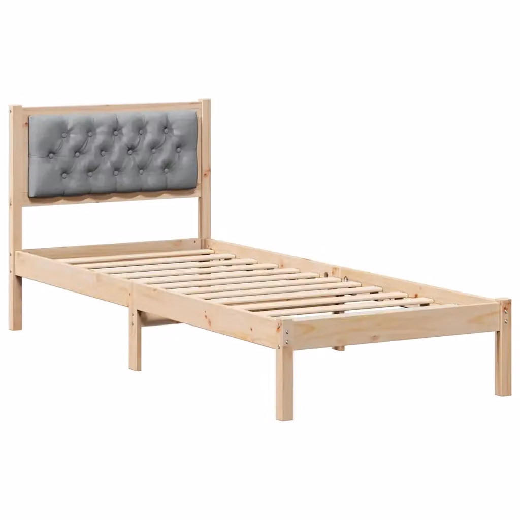 Struttura letto in pino massello con giroletto grigio chiaro L/P/H: 190 x 90 x 25 cm – 2
