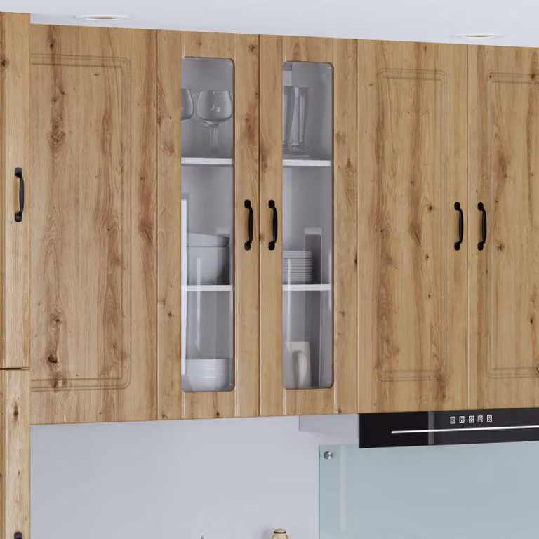 Mobile da parete LUCCA vidaXL in legno e vetro, Rovere, L: 100 cm, H: 60 cm, P: 31 cm
