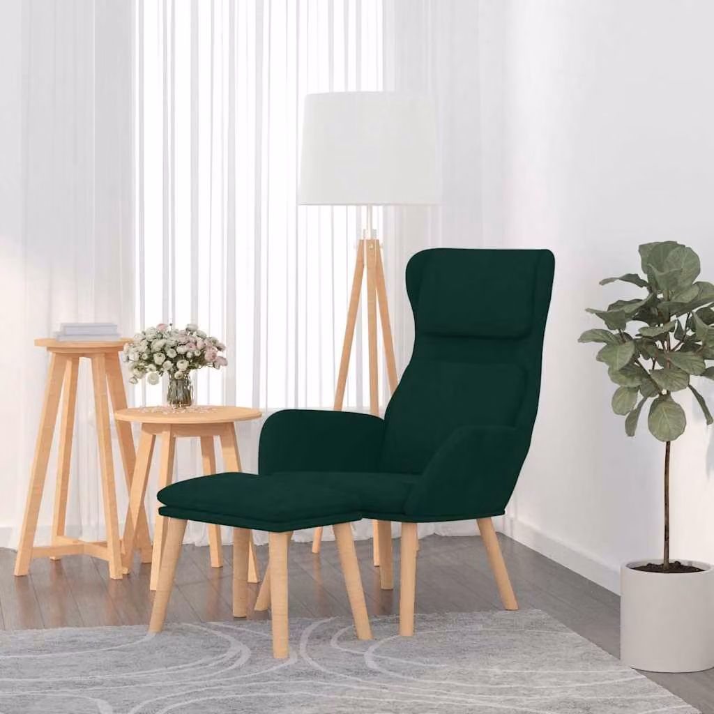 vidaXL Poltrona Relax con Poggiapiedi in Velluto Verde Scuro