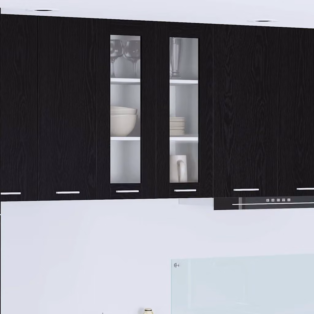 Armadio pensile da cucina moderno vidaXL in nero con ante a battente e ripiani interni L/P/H: 60 x 31 x 80 cm