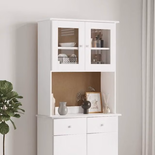 Comò in legno massello di pino bianco stile rustico vidaXL L/P/H: 77 x 30 x 92 cm – 1