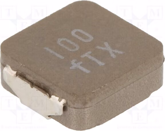 1x Induttore: Ferrite. Corrente di funzionamento: 7A. Sovraccarico massimo: 20%. Resistenza: 34,1 mΩ. Induttanza: 10 uH. Corrente di saturazione: 10,5 A. Modello: MPXV1D1040L100, montaggio superficiale (SMD)