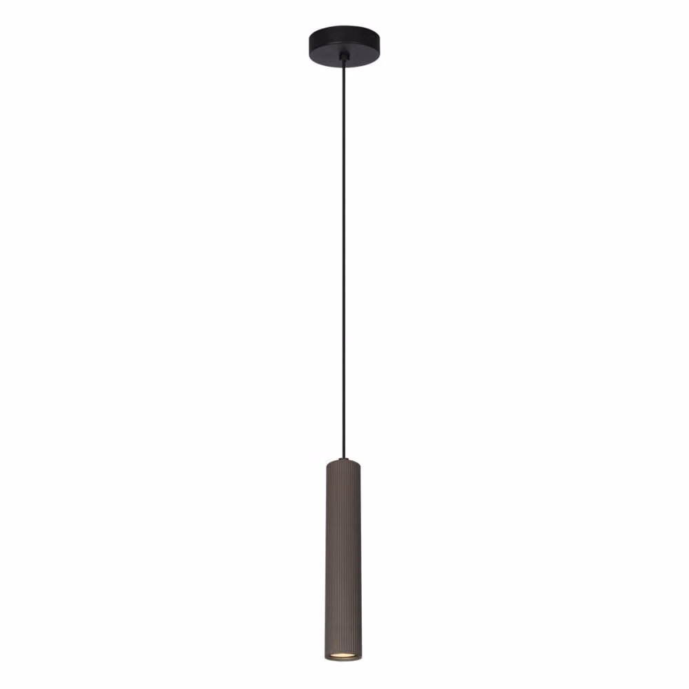 Lampada a sospensione moderna per la cucina soggiorno sopra l'isola tubo rotondo marrone a strisce 1xGU10 10W RILOK Italux
