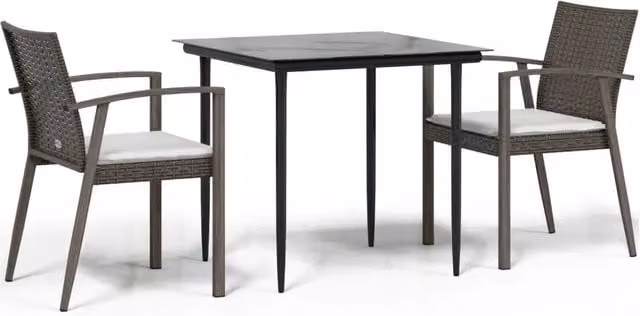 Set Pranzo da Giardino 3pz | Set Salotto da Giardino con Cuscini in Polyrattan e Acciaio