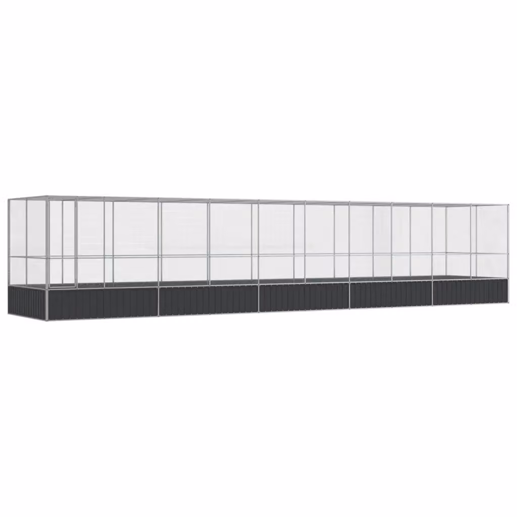 Voliera con estensione vidaXL in acciaio color argento e antracite L: 1039 cm, P: 207 cm, H: 212 cm – 2