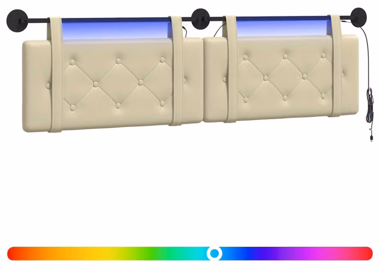 Testiera sospesa Con luce LED Crema Pelle finta