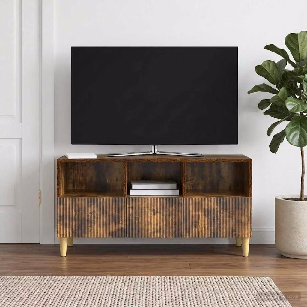 Mobile TV vidaXL in legno ingegnerizzato Rovere Fumo, L 102 x P 34,5 x H 50 cm
