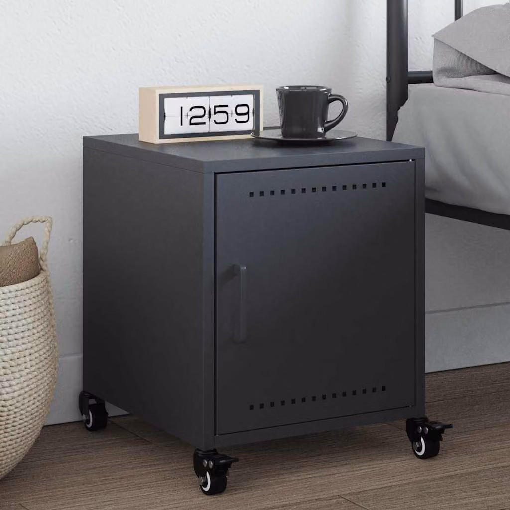 Comodino moderno vidaXL in metallo antracite L: 36 cm, P: 39 cm, H: 43,5 cm