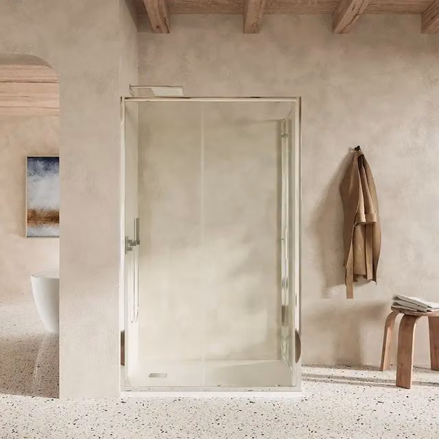 Box doccia slim 70x160cm con porta scorrevole e parete fissa profili cromati e vetro 6mm trasparente h190| Portofino