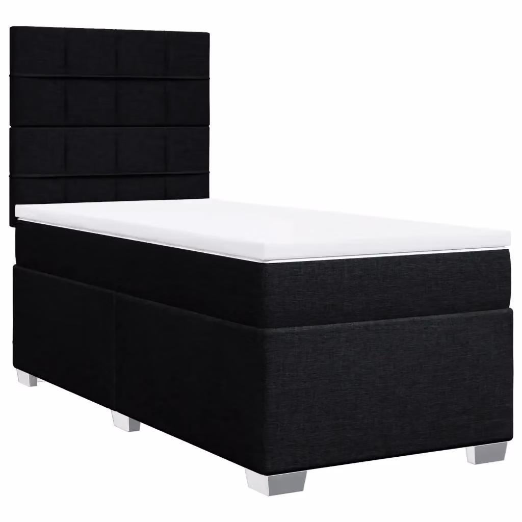 Letto Ibrido con Giroletto a Molle e Materasso vidaXL in Tessuto Nero e Bianco L 100 cm x P 200 cm – 2