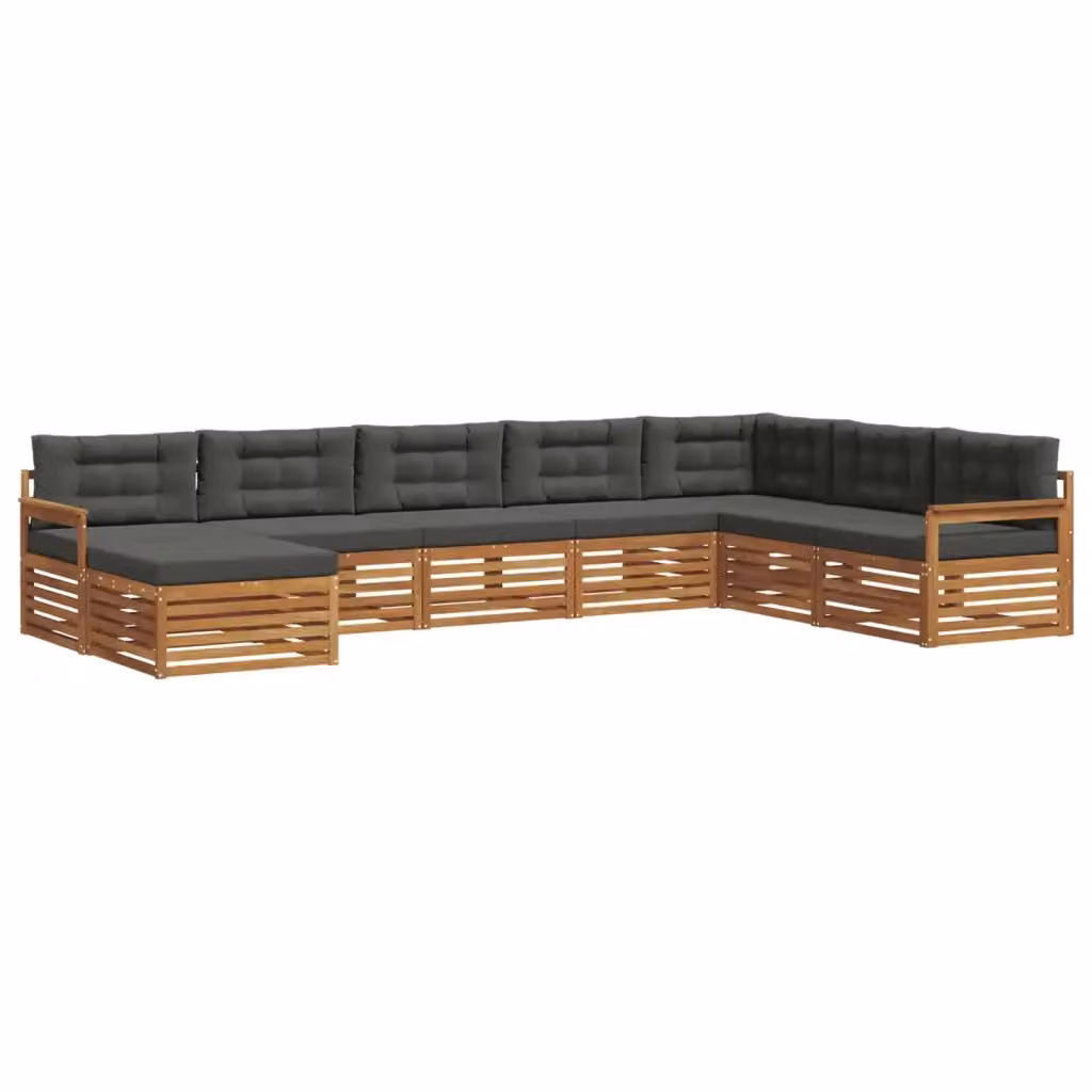 Set di divani da esterno a L vidaXL in legno di acacia con cuscini, beige e antracite, 8 pezzi – 2