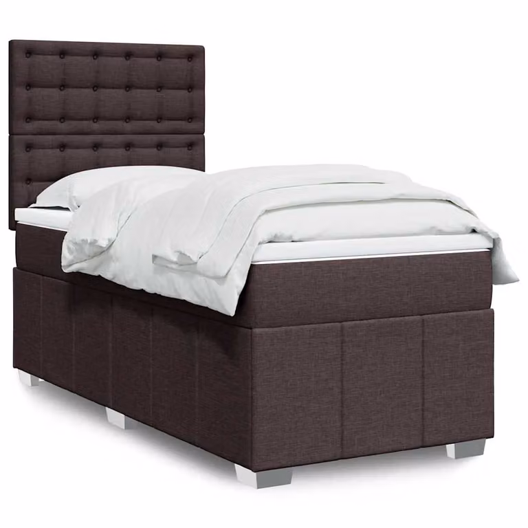 vidaXL Letto Ibrido con Materasso a Molle Insacchettate Marrone e Bianco L/P/H: 90 x 200 cm