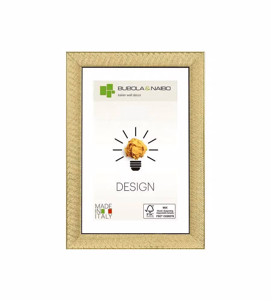 Bubola & Naibo Cornice rettangolare oro 10x15 cm in legno e vetro