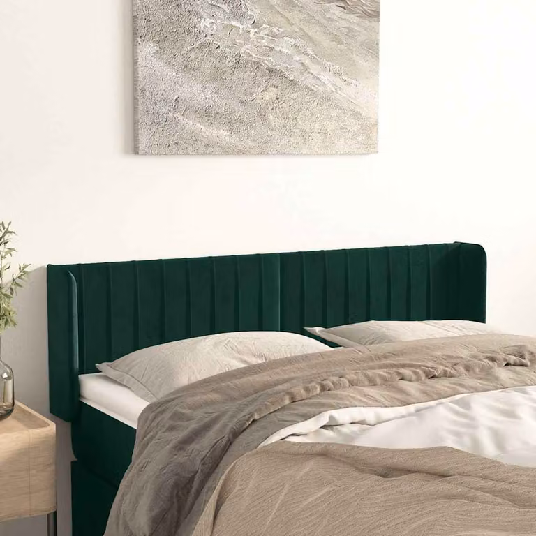 Testiera ad orecchio vidaXL in velluto verde scuro L: 147 cm, P: 16 cm, H: 78-88 cm