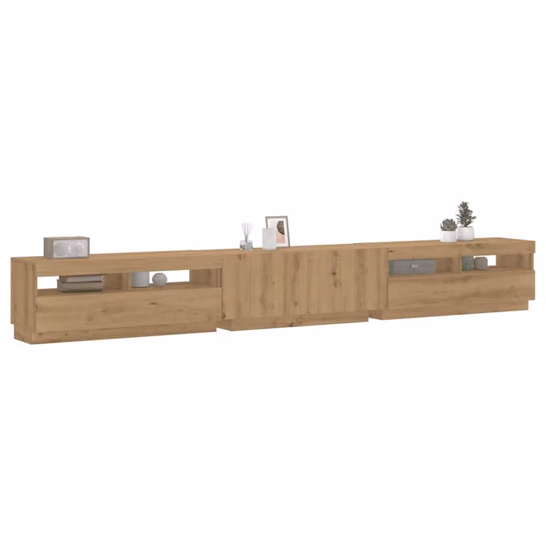 vidaXL Mobile Porta TV Moderno in Legno e MDF Marrone con Illuminazione LED Integrata L: 300 cm, P: 40 cm, H: 35 cm