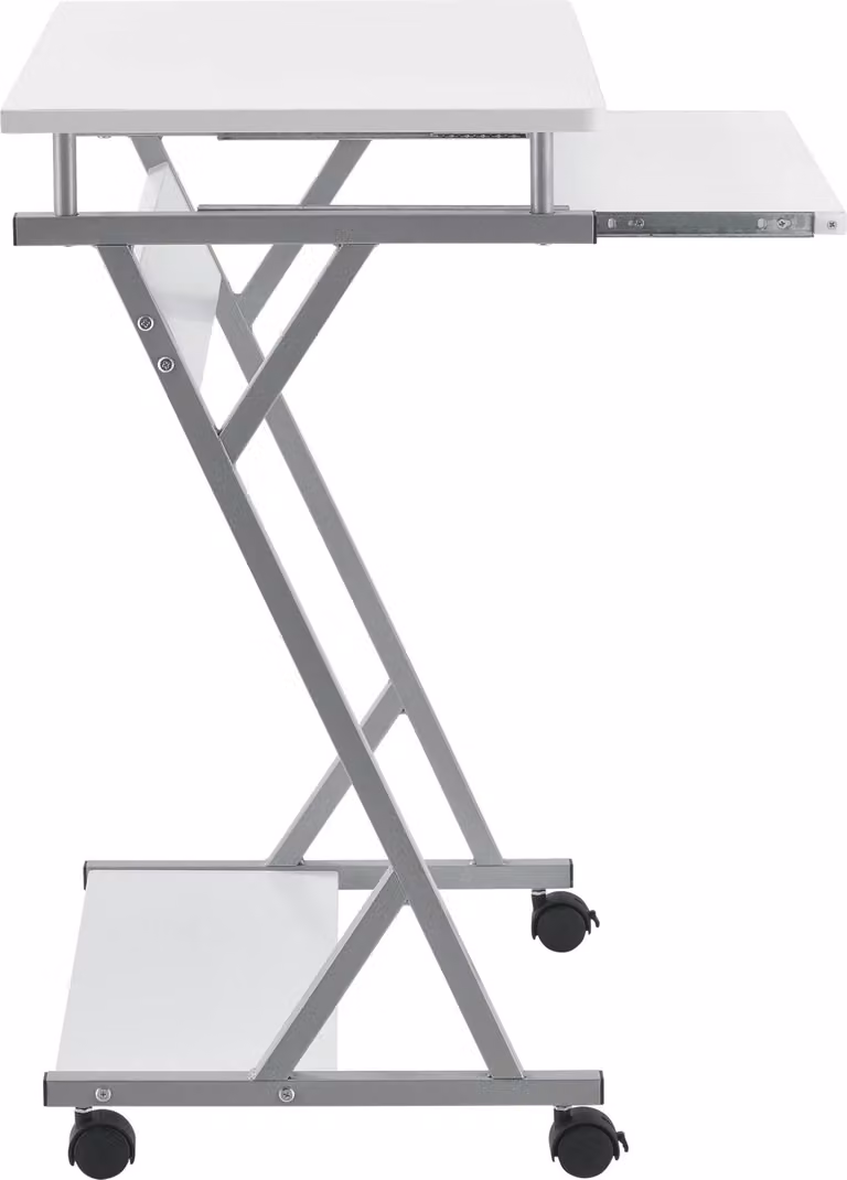 In And OutdoorMatch Scrivania Bonnie - Scrivania - Su rotelle - Tavolo per PC - 60x40x75 cm - Bianco - Look moderno