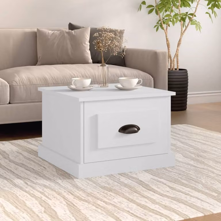 The Living Store tavolino bianco 50x50x35 cm in materiale ligneo