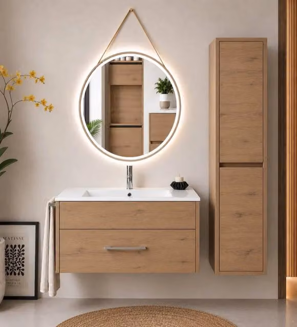 Mobile bagno con lavabo ORIGENBATH FLORENCIA senza specchio 70x40 cm estepa con colonna