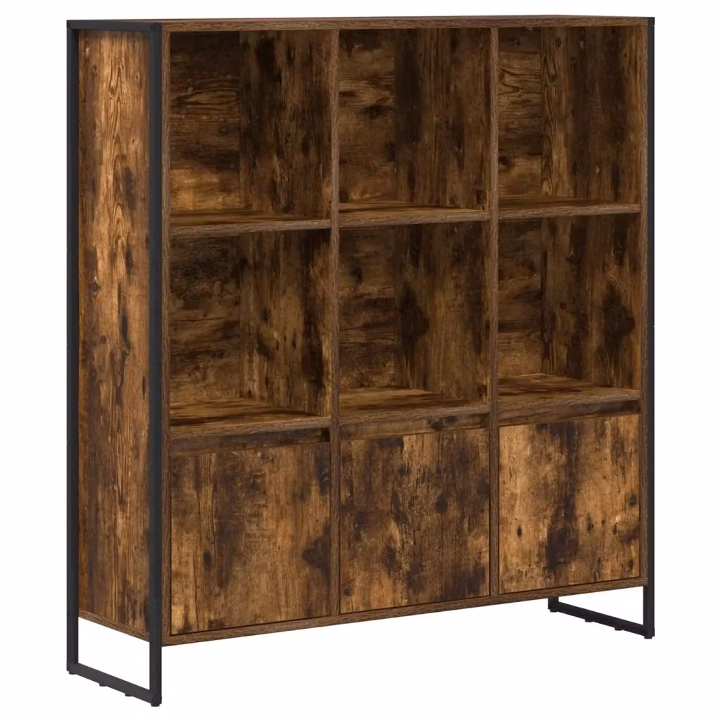 Armadio per Libri Industrial vidaXL in Legno e Metallo, Colore Rovere Opaco, L: 99,5 cm, P: 30 cm, H: 108 cm – 2