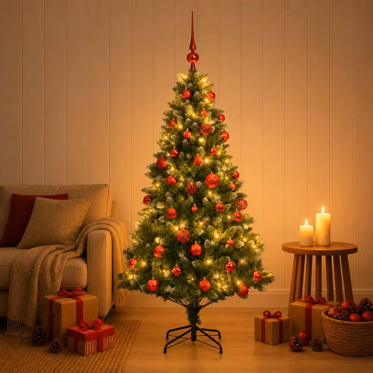 vidaXL Albero di Natale Artificiale con Palline 120 cm 150 LED