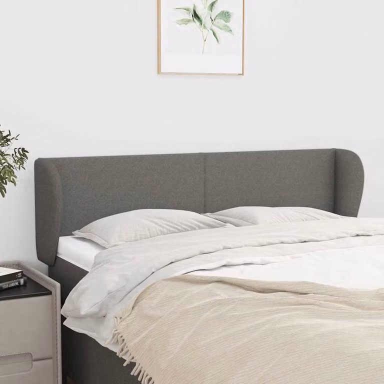 Testiera ad orecchio vidaXL in tessuto grigio scuro con struttura in legno L: 147 cm, P: 23 cm, H: 78-88 cm