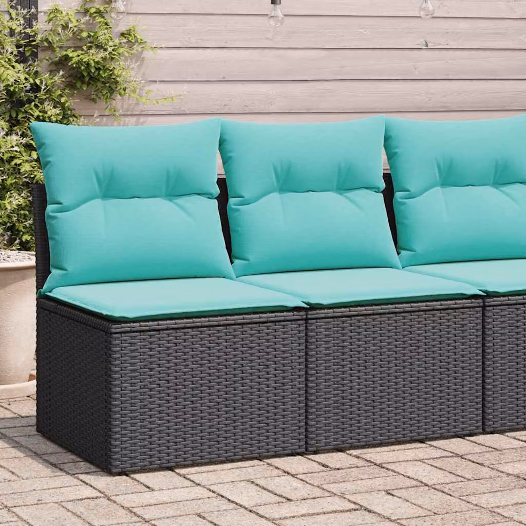 Maison Exclusive - Set Divani da Giardino con Cuscini 2 pz Nero Polyrattan Acacia