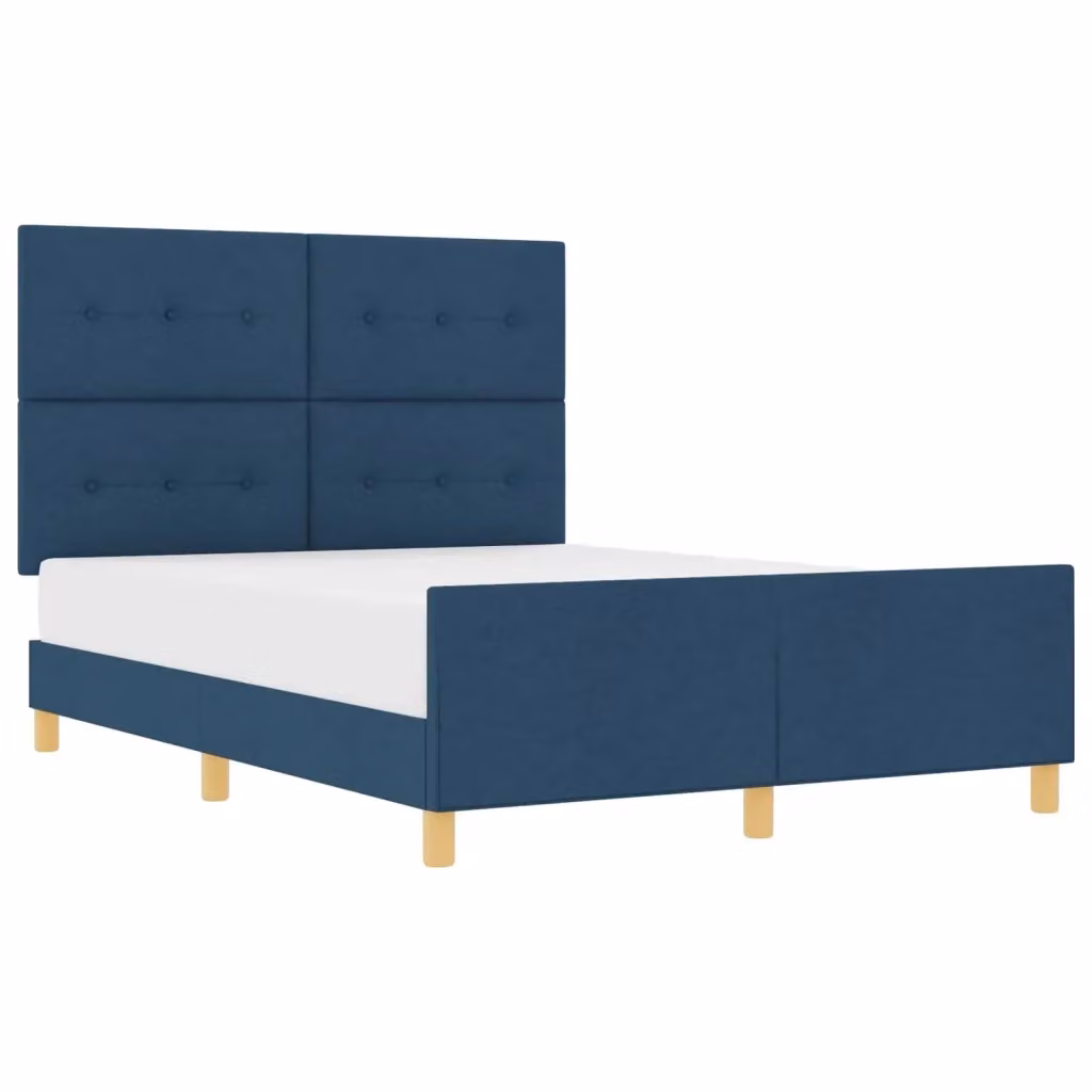 Struttura del letto con testiera blu in tessuto e legno vidaXL L/P/H: 207 x 140 x 146 cm – 2