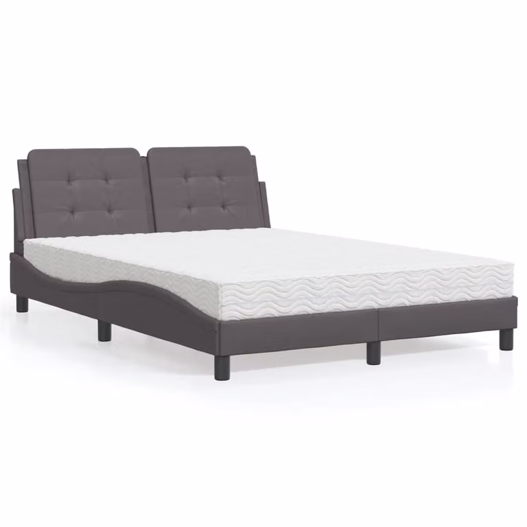 Letto con Materasso Zadar vidaXL in Similpelle Grigio e Bianco L/P/H: 140 x 200 cm